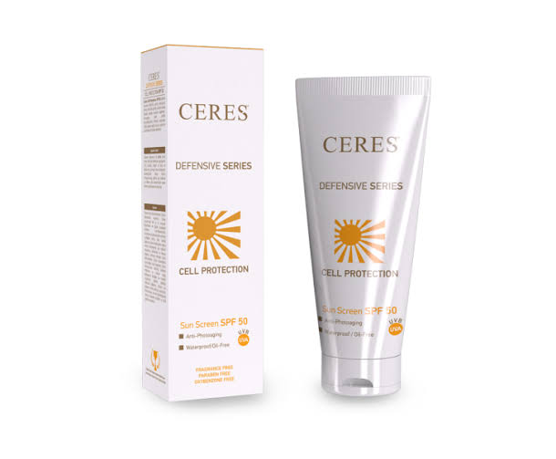 Ceres Cell Protection Sun Screen SPF 50 100 ml Monde Selection Altın Ödüllü, Sun Actin içeren, paraben içermez formülüyle SPF 50 düzeyinde geniş spektrumlu, suya dayanıklı, yağsız bitişli ve lekelenme‑yaşlanma karşıtı etkili güneş kremidir. Fotoyaşlanmaya karşı korur. Fiziksel koruması yüksek güneş koruyucu