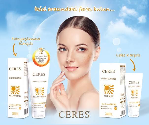 Ceres Plus White Sun Screen SPF 50 50ml Lekeye meyilli ciltler için özel TinyWhite kompleksli, yağsız ve suya dayanıklı SPF 50 içerikli güneş kremidir. Paraben, oksibenzon ve parfüm içermez. Homojen cilt tonu ve güçlü UV koruması sağlar. Fiziksel koruması yüksek güneş koruyucudur.