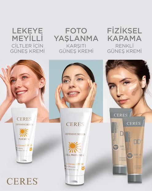 Ceres Cell Protection Sun Screen SPF 50 100 ml Monde Selection Altın Ödüllü, Sun Actin içeren, paraben içermez formülüyle SPF 50 düzeyinde geniş spektrumlu, suya dayanıklı, yağsız bitişli ve lekelenme‑yaşlanma karşıtı etkili güneş kremidir. Fotoyaşlanmaya karşı korur. Fiziksel koruması yüksek güneş koruyucu