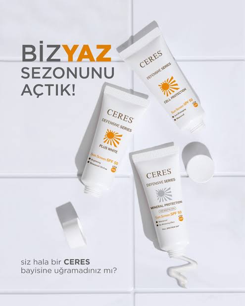 Ceres Plus White Sun Screen SPF 50 50ml Lekeye meyilli ciltler için özel TinyWhite kompleksli, yağsız ve suya dayanıklı SPF 50 içerikli güneş kremidir. Paraben, oksibenzon ve parfüm içermez. Homojen cilt tonu ve güçlü UV koruması sağlar. Fiziksel koruması yüksek güneş koruyucudur.