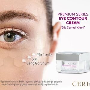 Kırmızı kar yosunu (Red Snow Algae), Genistein, hyaluronik asit, hodan yağı ve A + C + E vitaminleri içeren zengin formüllü göz çevresi kremi; kırışıklıkları azaltır, elastikiyet kazandırır, koyu halkaları aydınlatır ve lifting etki sağlar.