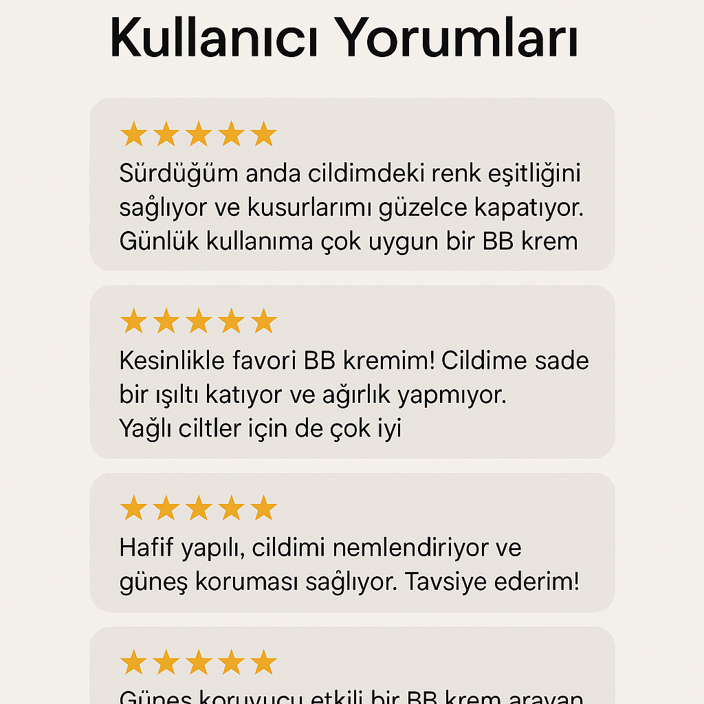 Playskin BB Cream – Liposome Technology SPF 50 Blemish Balm 50 ml Playskin BB Cream SPF 50, arbutin, hyaluronik asit ve vitamin E içeren formülüyle cildinizi korur, nemlendirir ve eşit ton sağlar. Doğal makyaj görünümü ve güneş korumasını tek paket içinde sunar.