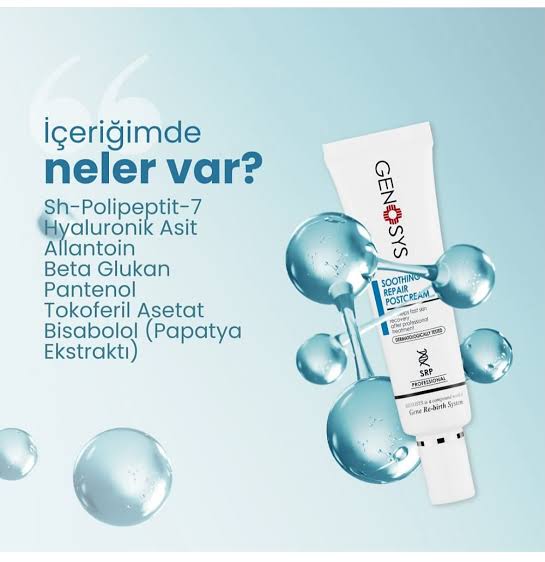 Genosys Soothing Repair Postcream (SRP) – Özel 20 (Dermaterapi, Peeling ve Lazer Sonrası Onarım Kremi – Hassas Ciltler İçin Hızlı İyileşme Desteği) 🔹 Genosys Soothing Repair Postcream (SRP) – 20 g Dermaterapi, peeling, lazer sonrası için özel geliştirilmiş onarıcı krem. sh‑Polypeptide‑7, hyaluronik asit, allantoin, beta-glukan & centella içerikleriyle cildi yatıştırır ve yenilenme sürecini hızlandırır. #postcream #ciltonarımkremi #SRPgenosys #peelingsonrası #soothingcream