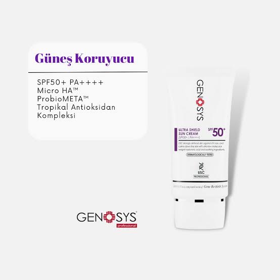 Genosys Ultra Shield Sun Cream (USC) SPF 50 (Yüksek Koruma Sağlayan Ultra Hafif UV Güneş Kremi – SPF 50) Genosys Ultra Shield Sun Cream SPF 50 – Mineral bazlı, geniş spektrumlu UVA/UVB koruması sağlayan, hafif ve yağsız formüllü güneş kremi. Hassas ciltler için uygun, suya dayanıklı ve antioksidan destekli. #SPF50 #güneşkoruyucu #mineralgüneşkremleri #GenosysUSC
