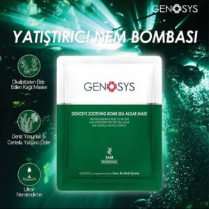 🔹 Genosys Soothing Bomb Sea Algae Mask (SAM) – Deniz yosunu kompleksi, Centella Asiatica, bambu & kestane özleriyle formüle edilmiş yoğun nemlendirme ve yatıştırıcı sheet maske. Cildi sıkılaştırır, inflamasyonu giderir ve elastikiyeti artırır. #denizyosunumaskesi #nembombası #ciltferahlama #SAMmask #GenosysSAM