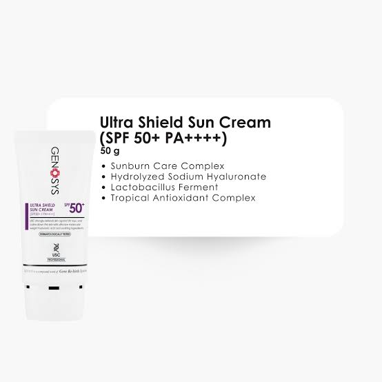 Genosys Ultra Shield Sun Cream (USC) SPF 50 (Yüksek Koruma Sağlayan Ultra Hafif UV Güneş Kremi – SPF 50) Genosys Ultra Shield Sun Cream SPF 50 – Mineral bazlı, geniş spektrumlu UVA/UVB koruması sağlayan, hafif ve yağsız formüllü güneş kremi. Hassas ciltler için uygun, suya dayanıklı ve antioksidan destekli. #SPF50 #güneşkoruyucu #mineralgüneşkremleri #GenosysUSC
