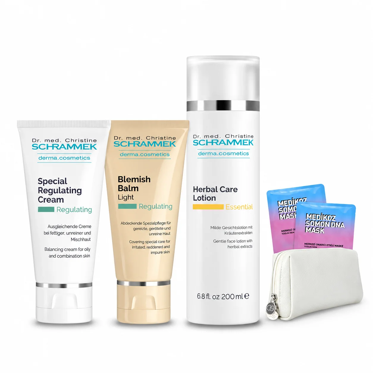 Dr. Schrammek Herbal Care Lotion 200 ML + Special Regulating Cream 50 ML + Blemish Balm Light 40 ML Dr. Schrammek Herbal Care Lotion 200 ML + Special Regulating Cream 50 ML + Blemish Balm Light 40 ML